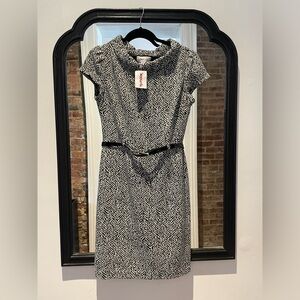 Knit Belted Black & White Dress (M)
